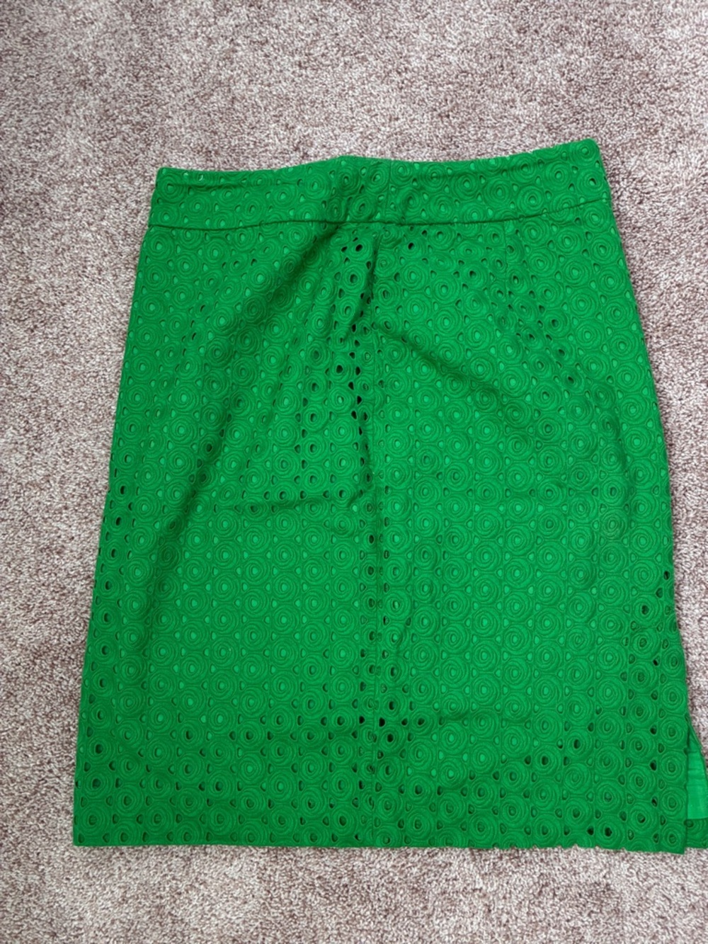 Women's Green Eyelet Pencil Skirt